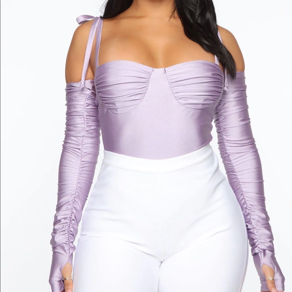 Ruched  Lavender Bodysuit